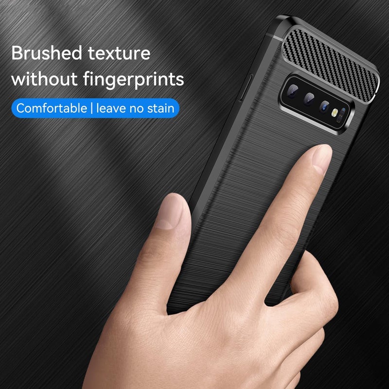 Aikcks for Samsung Galaxy S10 Phone case, Shockproof, Scratch Resistant Carbon Fiber Jacket, Soft TPU, for Galaxy S10 case (Black,) - Image 4